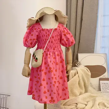 Детская одежда 2023, Весна-Осень, Новый Модный Корейский стиль, Повседневное Платье принцессы с большим Цветком, Милое Повседневное платье