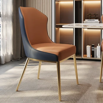 Роскошные итальянские обеденные стулья из высококачественной нержавеющей стали для домашнего использования, простые современные обеденные стулья со спинкой