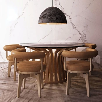 Итальянские легкие роскошные обеденные стулья из массива дерева, мебель для ресторана отеля, обеденный стул для приема гостей, простой стул с постмодернистской спинкой TG