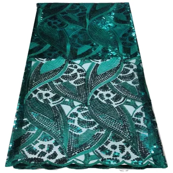 Новейшая Зеленая Африканская Кружевная Ткань 2023 Года, Высококачественная Французская Кружевная Ткань Из Молочного Шелка С Блестками, нигерийское вечернее платье FYIN23