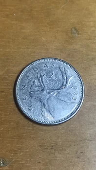Канадская монета 25 очков, Олень 24 мм, монета случайной давности, монета 100% Оригинальная