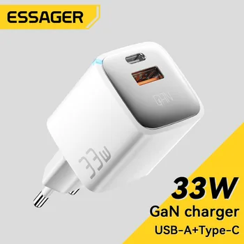 Essager GaN 33W PD Быстрое Зарядное Устройство USB Type C Зарядное Устройство Для iPhone 14 13 Pro Max Macbook Быстрая Зарядка Для Мобильного Телефона Xiaomi Зарядное Устройство