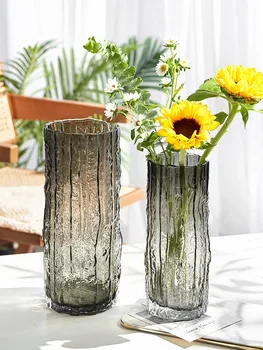 Стеклянная ваза в полоску, испанский стиль, скандинавский свет, роскошные прозрачные цветы, выращенные в воде, и креативные декоративные поделки