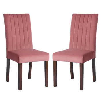 Обеденные стулья с мягкой обивкой, набор из 2 современных приставных стульев, акцентный стул для гостиной\  Столовая - Розовая роза