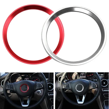 Алюминиевое Украшение Центральной Эмблемы Рулевого Колеса Автомобиля, Кольцо С Логотипом, Накладка для Mercedes Benz C E CLA GLA GLC Class, Красный/Серебристый