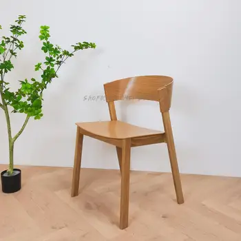 Простой креативный стул для приема Гостей Обеденный стул из массива дерева в скандинавском стиле, кафе, Магазин чая с молоком, Стул со спинкой, Датский дизайнерский стул