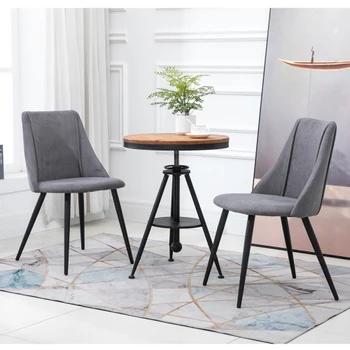 2-комплектный бархатный обеденный стул с мягкой обивкой, приставной стул для макияжа, стул для гостиной, мебель для столовой, розовый / светло-серый / темно-серый